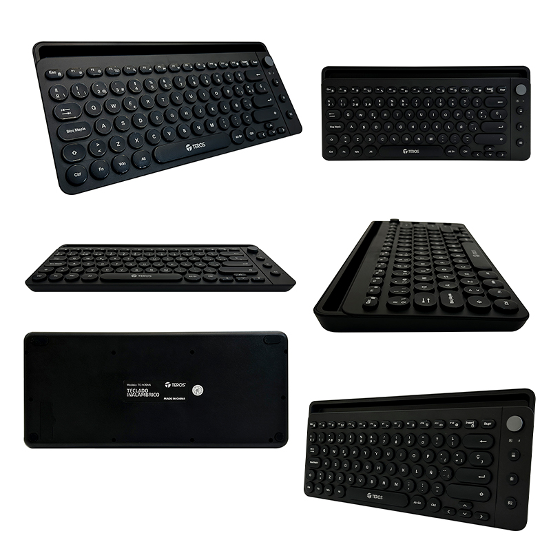 Teclado Teros TE-4064 Inalámbrico 2.4GHZ + BT 3.0  BT 5.2 80 Teclas Negro