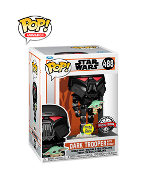 [ACCFUN00290] FUNKO POP DARK TROOPER WITH GROGU GITD EXCLUSIVO EE – STAR WARS THE MANDALORIAN #488