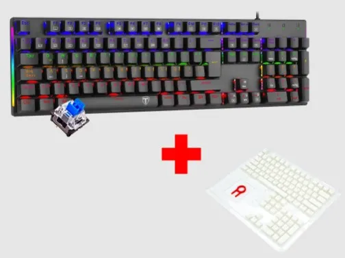 Teclado T-Dagger NAXOS Rainbow, Spanish T-TGK310-BL-SP BLUE SWITCH + Keycaps Redragon SCARAB, Spanish A130W-SP WHITE