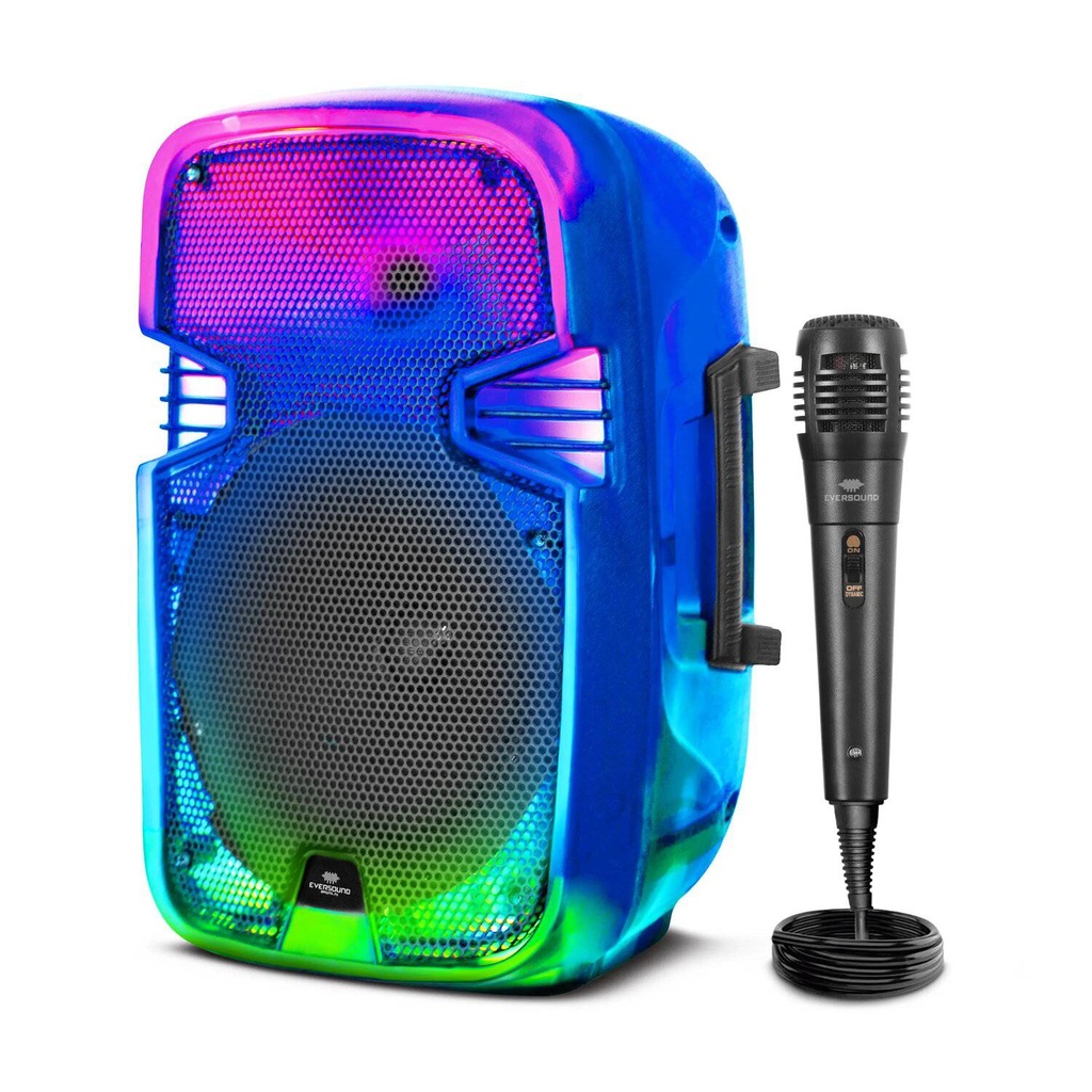 PARLANTE SISTEMA DE AUDIO PORTATIL LEDBRISTOL FX 8" EVERSOUND EV1001  BT FM USB microSD BAT-LIT 3.