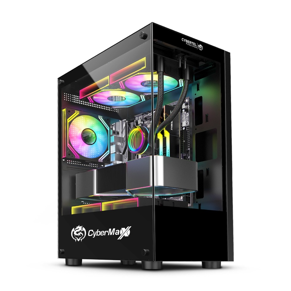 [CBX C5000] GABINETE CASE GAMER POSEIDON CBX C5000  (D:33.5cm W:20cm 43.5cm) RGB 3FAN 12CM CYBERTEL
