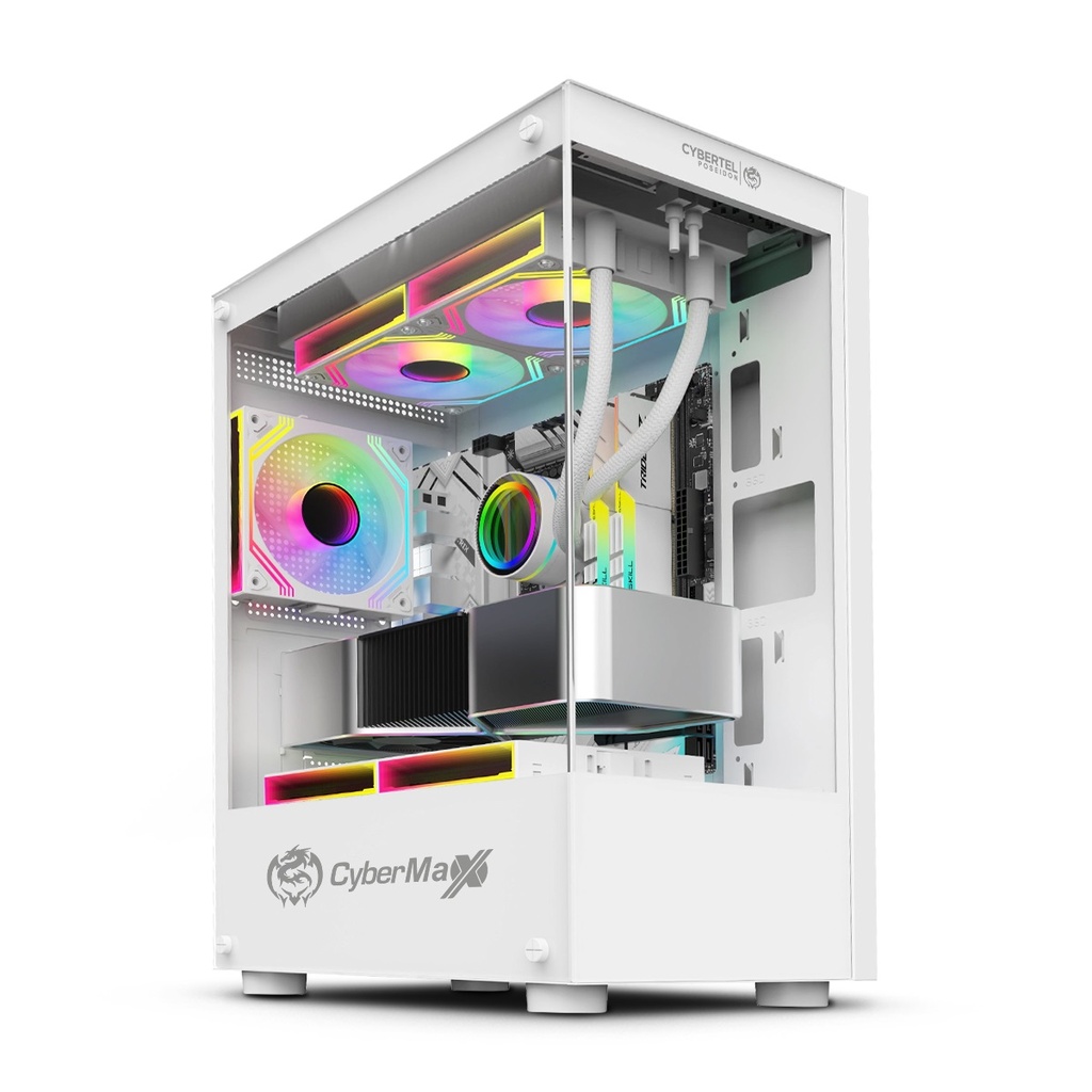 GABINETE CASE GAMER POSEIDON CBX C5000W (D:33.5cm W:20cm 43.5cm) RGB 3FAN 12CM  CYBERTEL