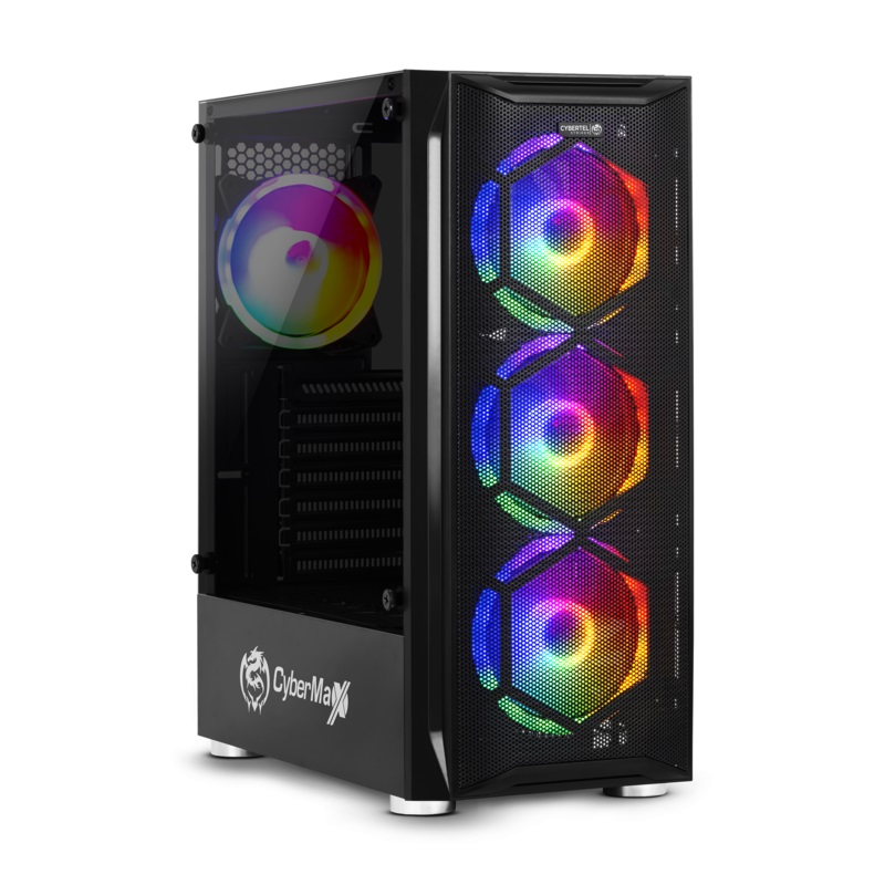 [CBX5013K] GABINETE CASE STRIKER BLACK CBX5013K  (D:33.5 W:19 H:43.5 cm) USB3.0 4FAN DOBLE HALO CYBERTEL