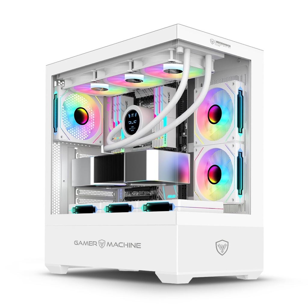 GABINETE CASE GAMER SIN PSU ICUBE WHITE MIC GC800W  (D:43cm W:22cm H:43.5cm) USB 3.0 MICRONICS