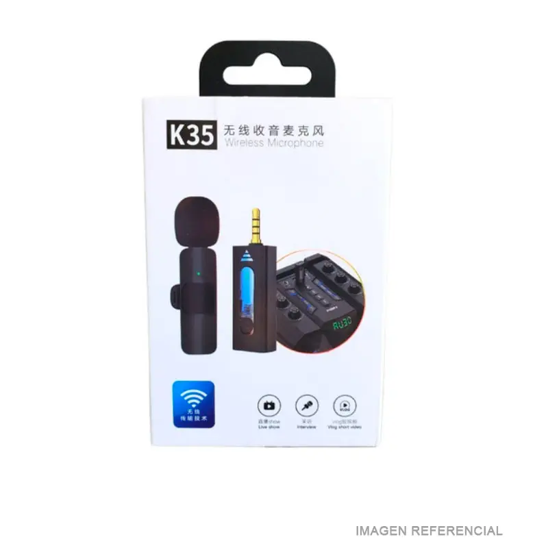 [MULZZO01507] MICROFONO INALAMBRICO WIFI K35 X 2 MICROS TIPO C, PLUSH 3.5 mm Lightning  K35