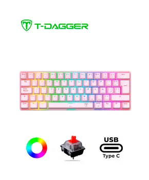 [T-TGK321P-RGB-SP] TECLADO T-DAGGER ARENA RGB SPANISH T-TGK321P-RGB-SP PINK RED SWITCH