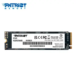 [P320P1TBM28] Unidad De Estado Solido PATRIOT P320, 1TB, M.2 2280 PCIe Gen 3 x4 NVMe 1.3 W: 2200 MB/s, R: 3000 MB/s.