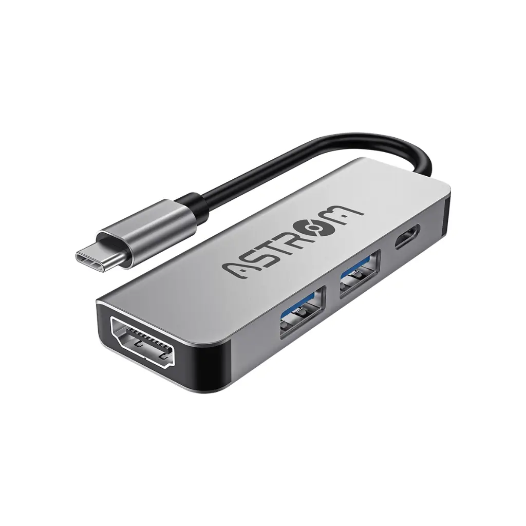 HUB USB 4 EN 1 ASTROM AST MH2341-HDMI  1PORT 3.0 1PORT 2.0 1HDMI 1PORT USB-C 