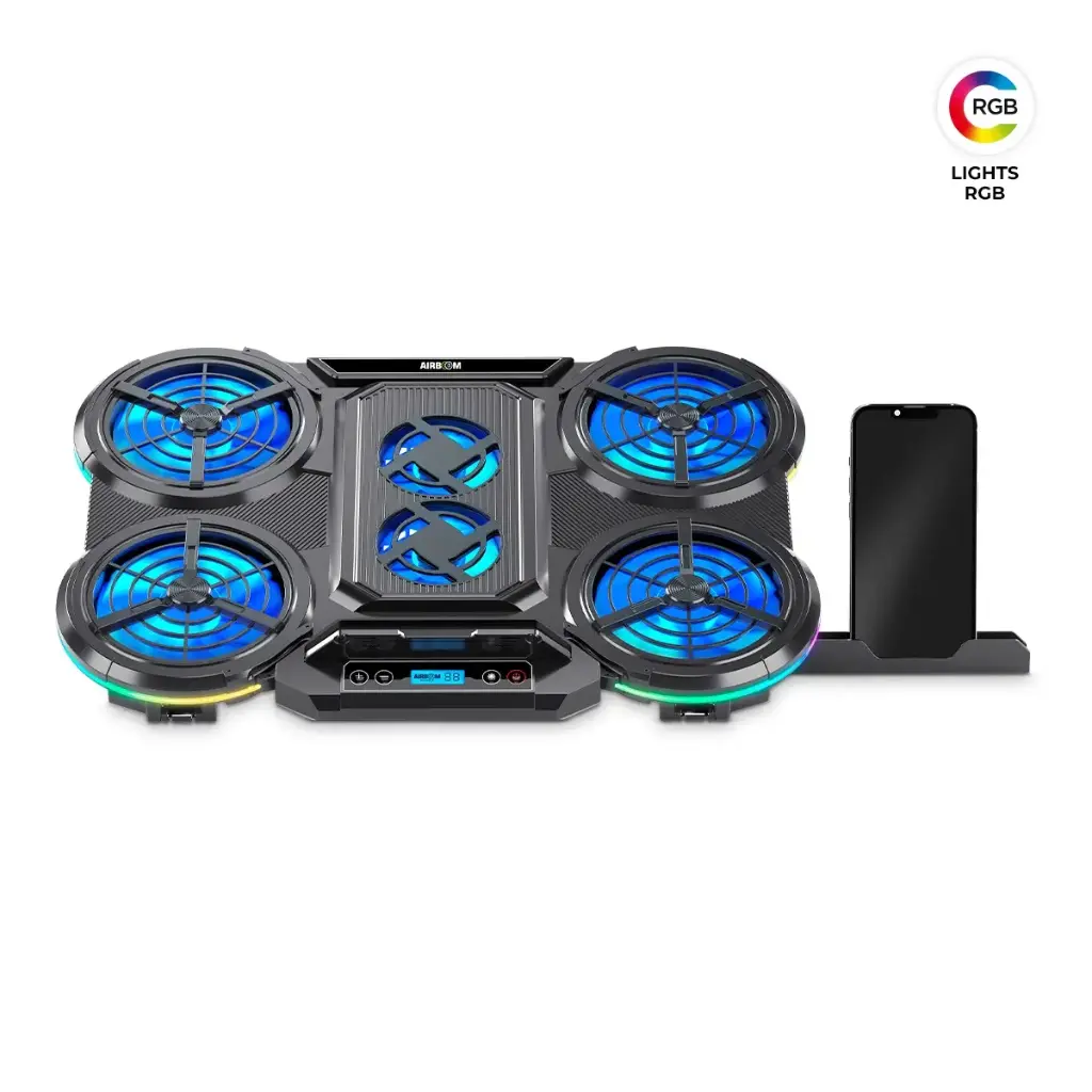 BASE CON COOLER GLACIAL 6 AB055  4FAN LED 10CM 2FAN LED 7CM AIRBOOM