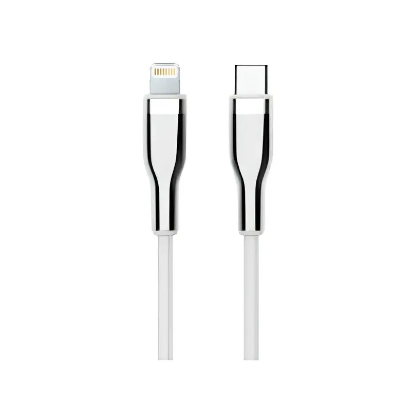 Cable USB TEROS TE-70212W, Tipo C a Lightning, 3A, 20W Max, blanco y plateado