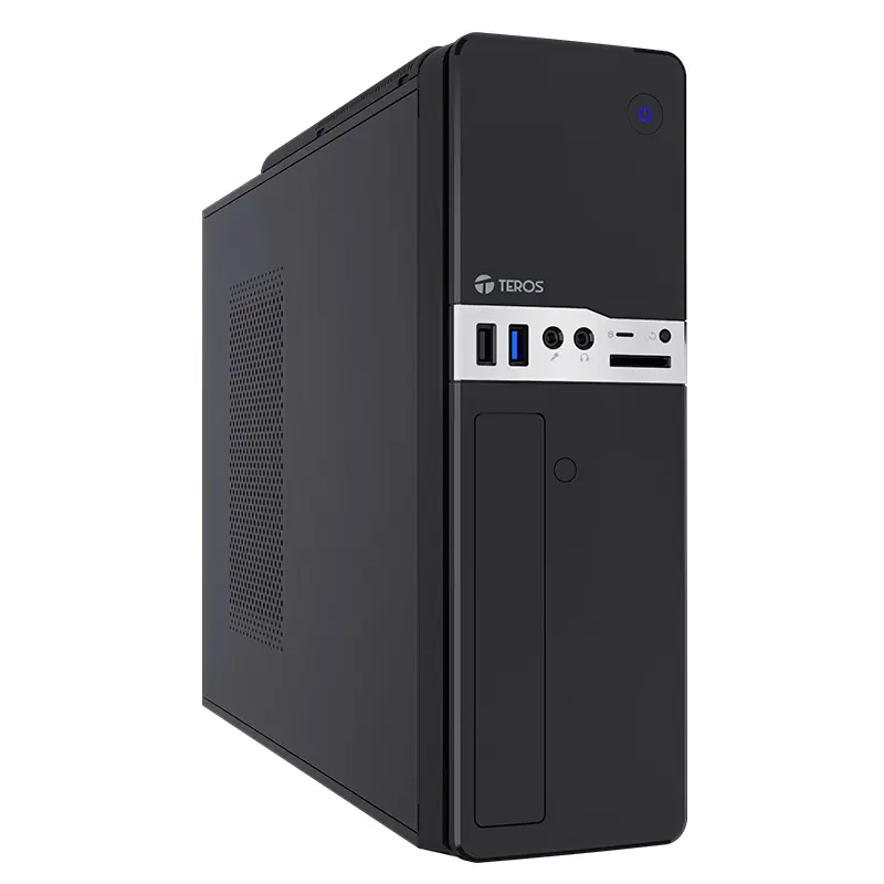 Case TEROS TE-1032S, Slim, 250 W, USB 3.2 / USB 2.0, audio HD, DVD, negro