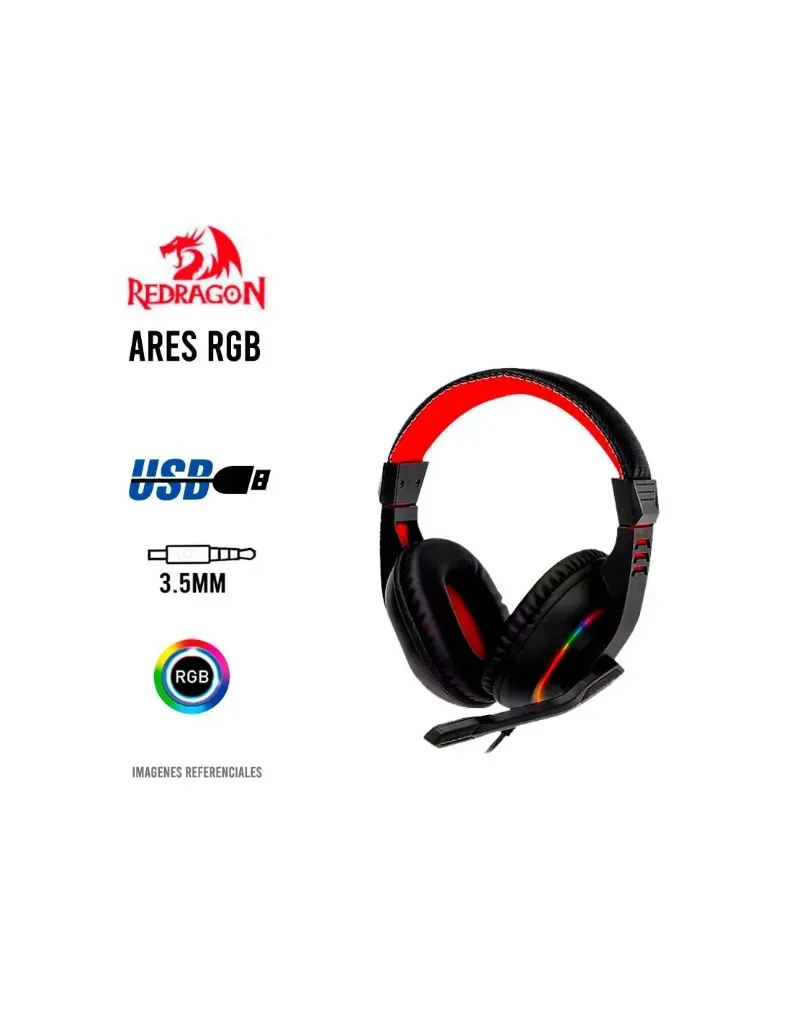 AUDIFONO GAMER REDRAGON ARES RGB ( H120-RGB ) COMPATIBLE PS4/ PS5/ SWITCH/ XBOX