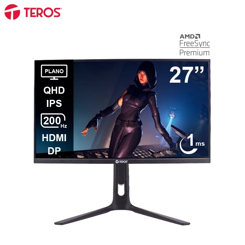 [TE-2754G] Monitor Plano Gaming TEROS TE-2754G, 27" QHD IPS, 200Hz, 1ms, HDMI, DP, AUDIO OUT