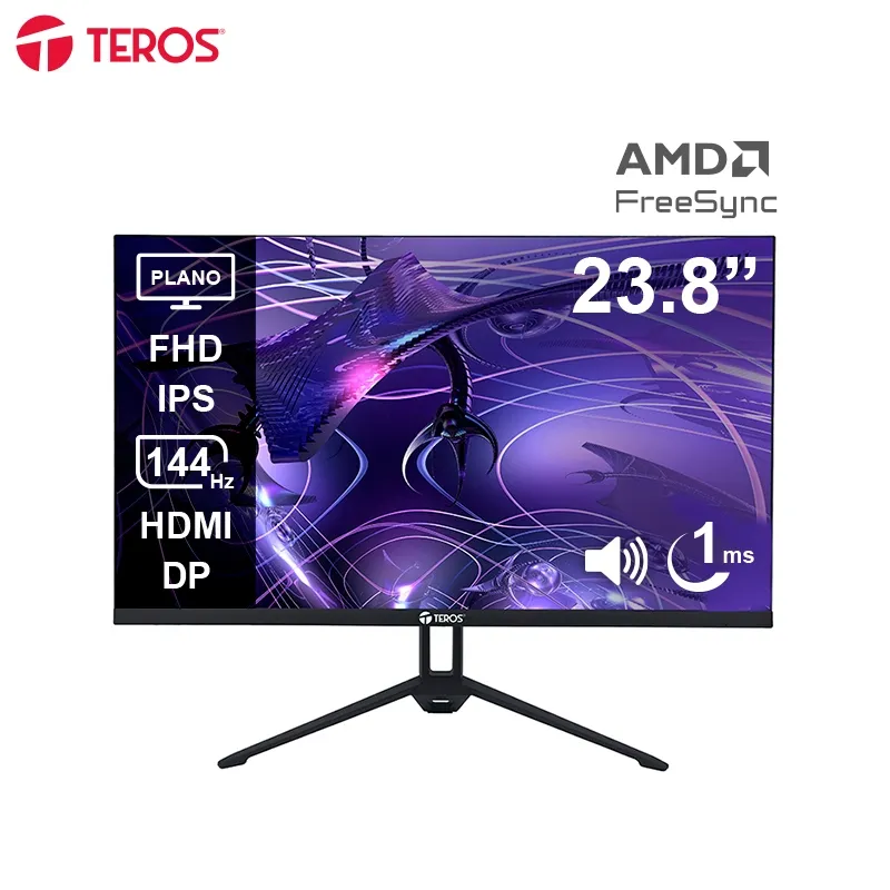 [TE-2417S] Monitor plano TEROS TE-2417S 23.8" FHD IPS 144Hz 1ms HDMI DP PARLANTES AUDIO OUT