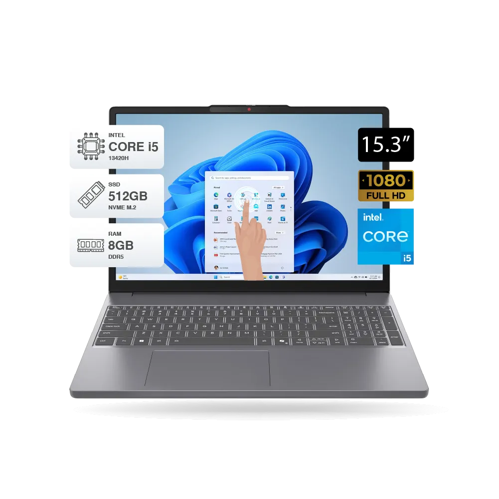 [83K10152LM] NOTEBOOK LENOVO TACTIL IdeaPad Slim 3 15.3" WUXGA IPS Touch Core i5-13420H 4.6GHz, 8GB DDR5, 512GB SSD