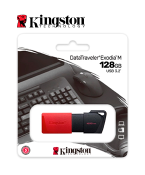 [DTXM/128GB] MEMORIA FLASH USB KINGSTON DATATRAVELER EXODIA M 128GB ROJO