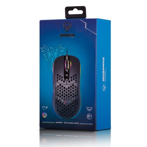 [MICGM827] MOUSE GAMER USB RGB WARRIOR BLACK MIC GM827 MICRONICS 7B 7200DPI