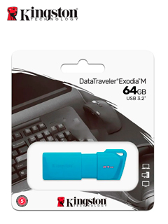 [KC-U2L64-7LB] MEMORIA USB KINGSTON EXODIA DTXM 64GB NEON AQUA BLUE