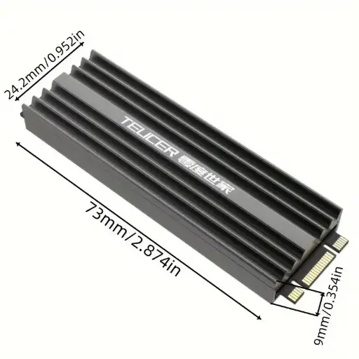 [UNIZZO01551] Disipador de Calor de Magnesio y aluminio Para SSD M.2 NVMe 2280 PC Almohadilla Termica.