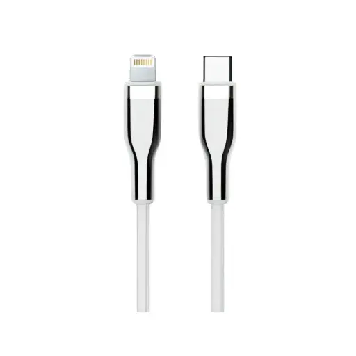 [TE-70212W] Cable USB TEROS TE-70212W, Tipo C a Lightning, 3A, 20W Max, blanco y plateado